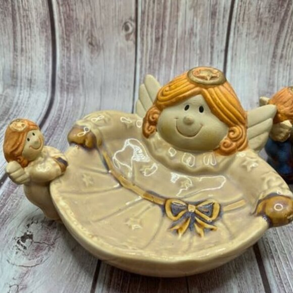 Vintage Ceramic Angels Little Trinkets/Earrings Dish - Set of 2​​​ - Picture 3 of 5